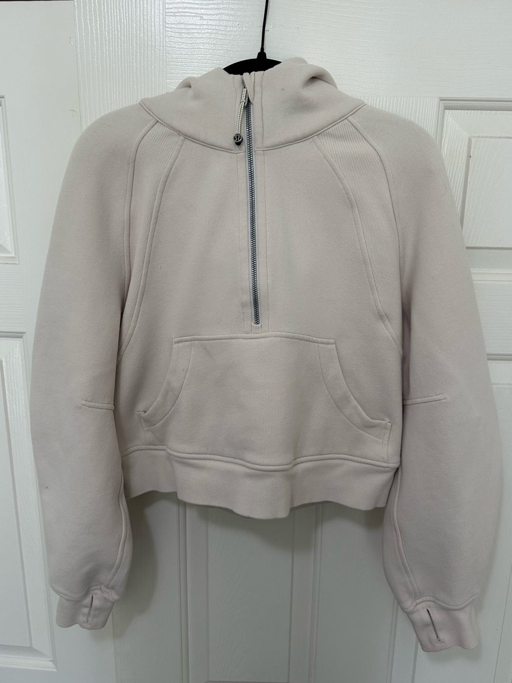 lululemon athletica Cropped Half-Zip Scuba Hoodie in Ivory